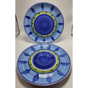 Caleca Pottery Blue Moon Dinner Plates Italy (Set of 2) READ!!!!